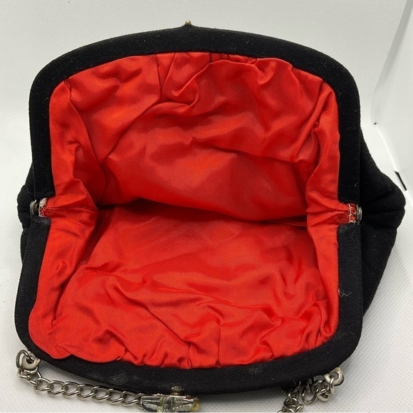 Vintage clutch purse, black with red interior - Picture 2 of 3